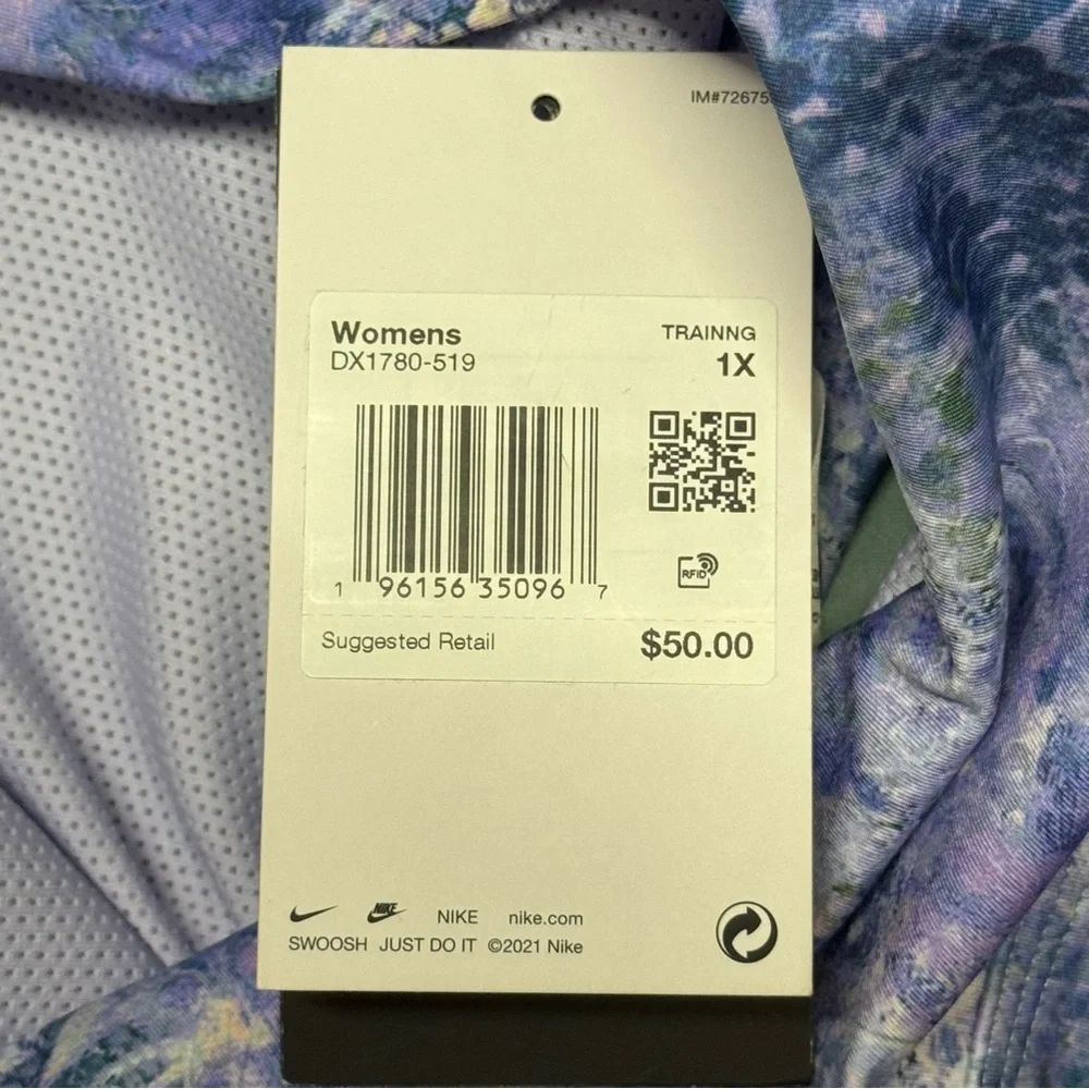 NWT Nike Dri-FIT Swoosh Medium-Support All-Over-Print Wrap Bra 1X